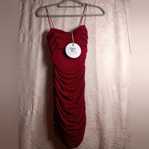 NWT Princess Polly Red Ruched Dress